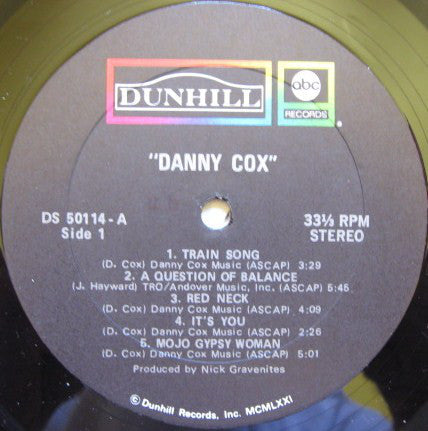 Danny Cox ~ Danny Cox (Vinyl) - Djungel & Jazz