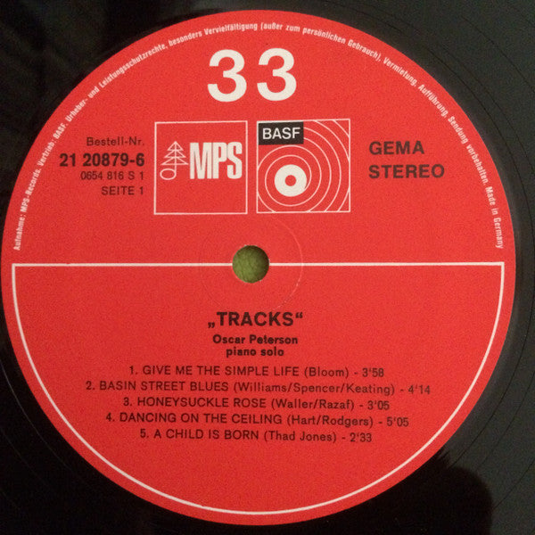 Oscar Peterson ~ Tracks, Oscar Peterson Piano Solo (Vinyl) - Djungel & Jazz