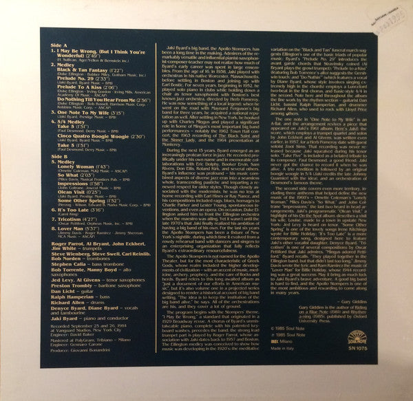 Jaki Byard And The Apollo Stompers ~ Phantasies (Vinyl) - Djungel & Jazz
