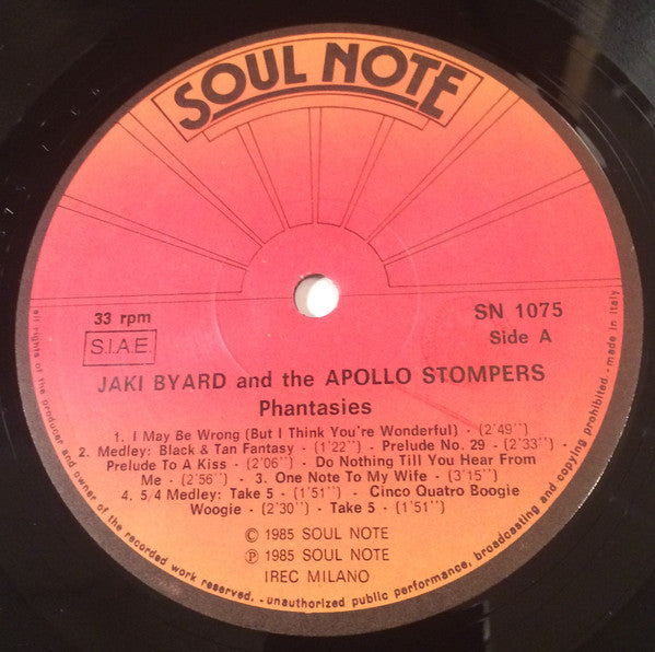Jaki Byard And The Apollo Stompers ~ Phantasies (Vinyl) - Djungel & Jazz