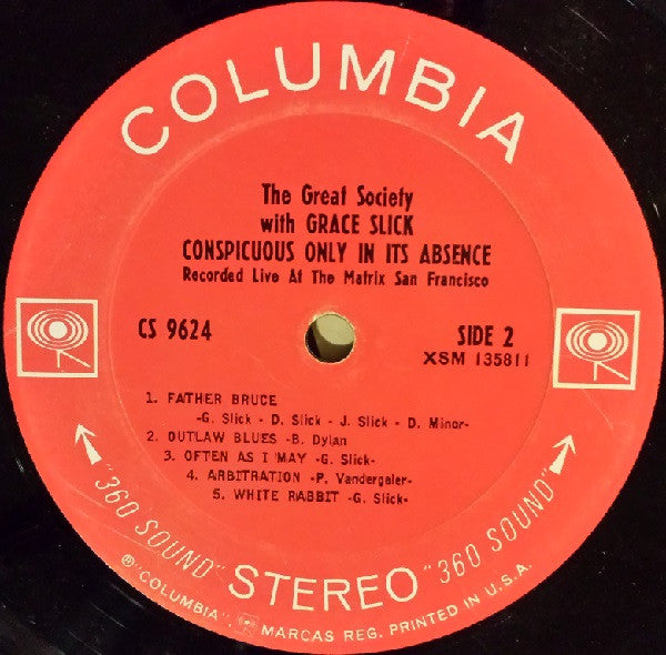 The Great Society With Grace Slick ~ Conspicuous Only In Its Absence (Vinyl) - Djungel & Jazz