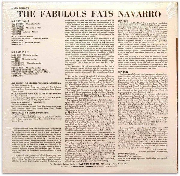 Fats Navarro : The Fabulous Fats Navarro Volume 2 (LP, Album, Mono, Promo, RE, RM)