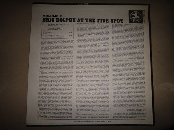 Eric Dolphy ~ At The Five Spot Volume 2 (Vinyl) - Djungel & Jazz