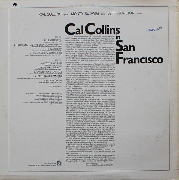 Cal Collins ~ Cal Collins In San Francisco (Vinyl) - Djungel & Jazz