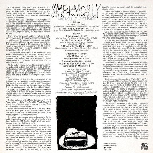 Mike Melillo / Chet Baker ~ Symphonically (Vinyl) - Djungel & Jazz