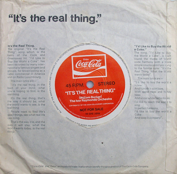 The New Seekers / The Ivor Raymonde Orchestra ~ Buy The World A Coke / It&#039;s The Real Thing (Vinyl) - Djungel & Jazz