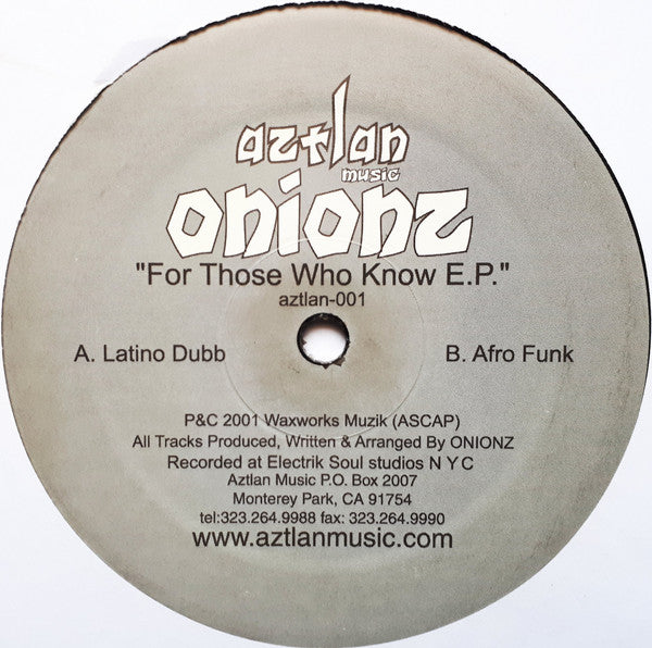 Onionz : For Those Who Know E.P. (12", EP)
