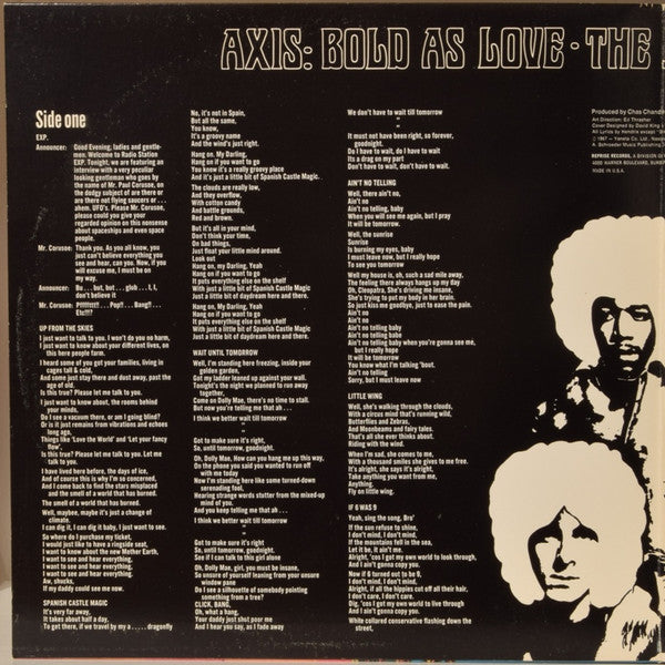 The Jimi Hendrix Experience ~ Axis: Bold As Love (Vinyl) - Djungel & Jazz