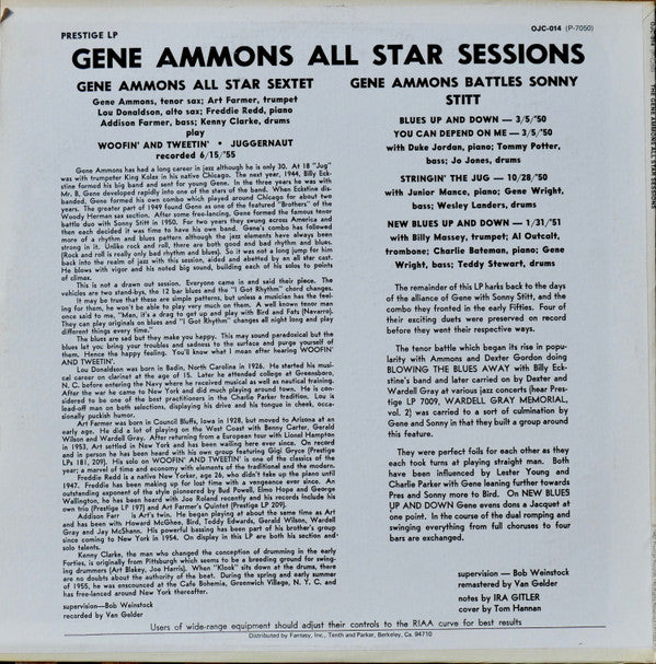 Gene Ammons ~ All Star Sessions (Vinyl) - Djungel & Jazz