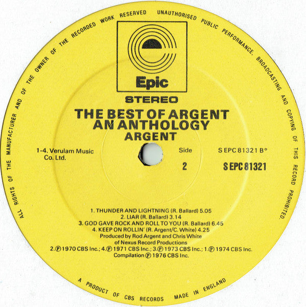Argent ~ The Best Of Argent - An Anthology (Vinyl) - Djungel & Jazz