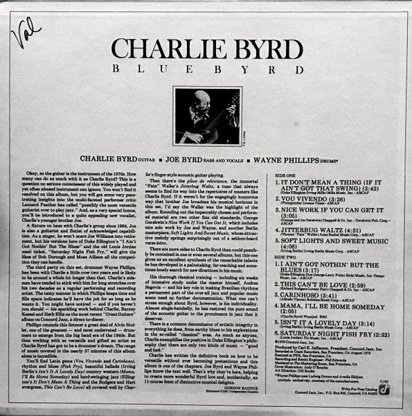Charlie Byrd ~ Bluebyrd (Vinyl) - Djungel & Jazz