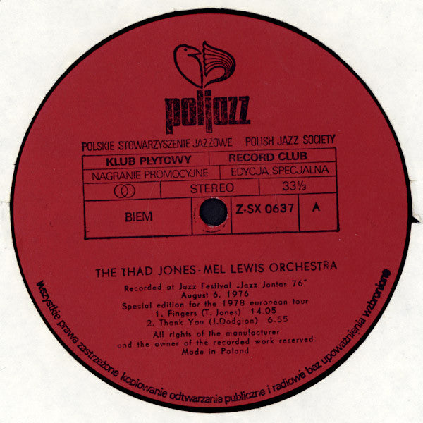 Thad Jones · Mel Lewis Orchestra ~ Live At Jazz Jantar (Vinyl) - Djungel & Jazz