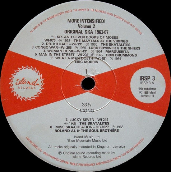 Various : More Intensified! Original Ska 1963-67 Vol. 2 (LP, Comp, Mono)