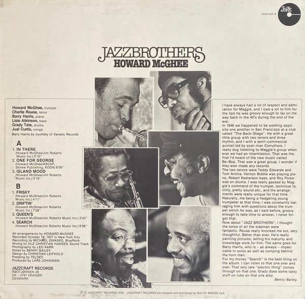 Howard McGhee ~ Jazzbrothers (Vinyl) - Djungel & Jazz