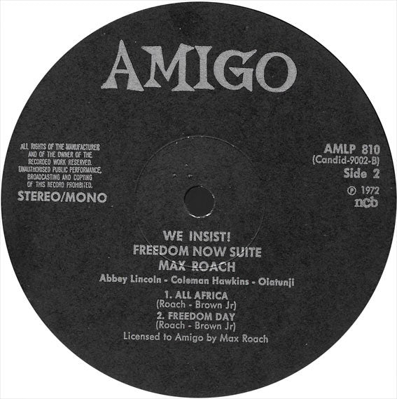Max Roach : We Insist! Max Roach's Freedom Now Suite (LP, Album, RE)