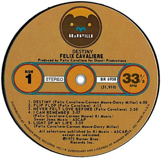 Felix Cavaliere ~ Destiny (Vinyl) - Djungel & Jazz