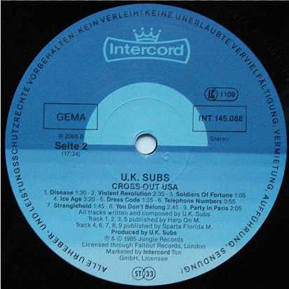 U.K. Subs ~ Gross-Out USA (Vinyl) - Djungel & Jazz