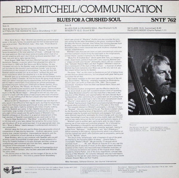Red Mitchell / Communication (4) : Blues For A Crushed Soul (LP, Album)