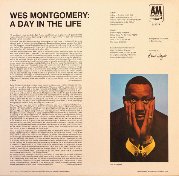 Wes Montgomery ~ A Day In The Life (Vinyl) - Djungel & Jazz