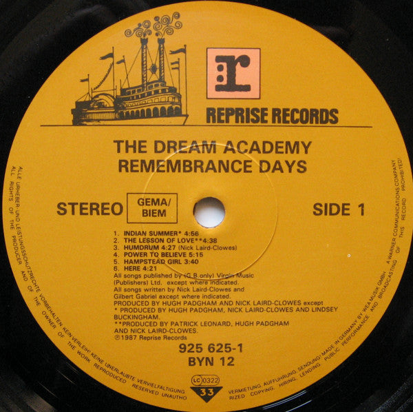 The Dream Academy : Remembrance Days (LP, Album)