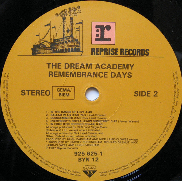 The Dream Academy : Remembrance Days (LP, Album)