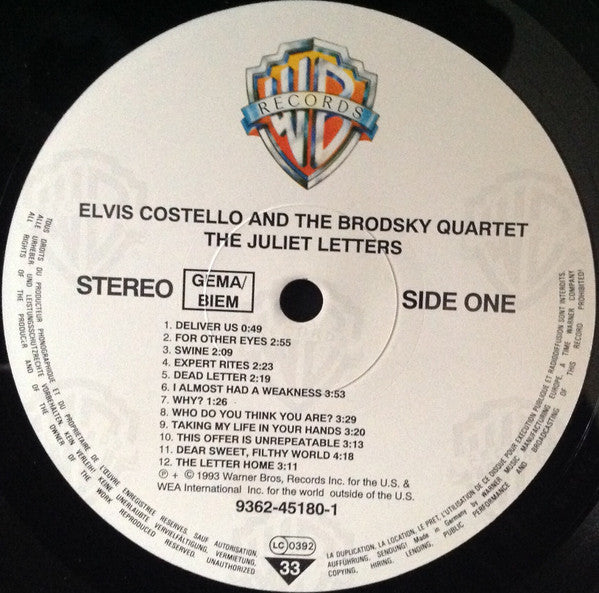 Elvis Costello And The Brodsky Quartet ~ The Juliet Letters (Vinyl) - Djungel & Jazz
