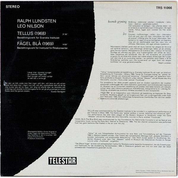 Ralph Lundsten / Leo Nilson ~ Tellus / Fågel Blå (Vinyl) - Djungel & Jazz