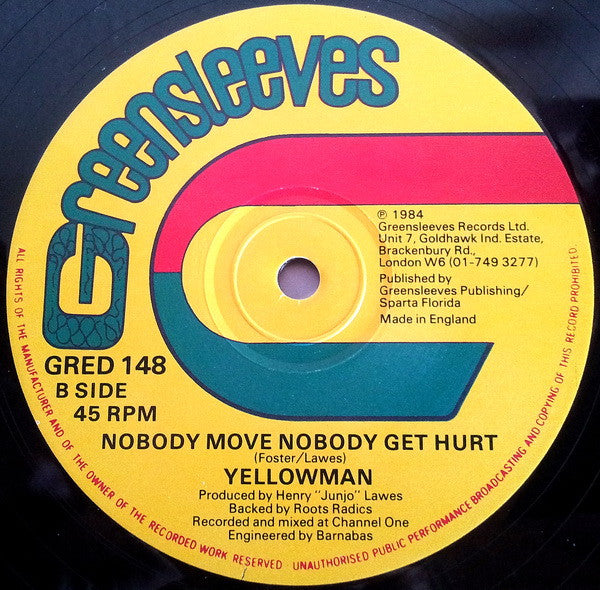 Yellowman : Wreck-A-Pum-Pum / Nobody Move Nobody Get Hurt (12")