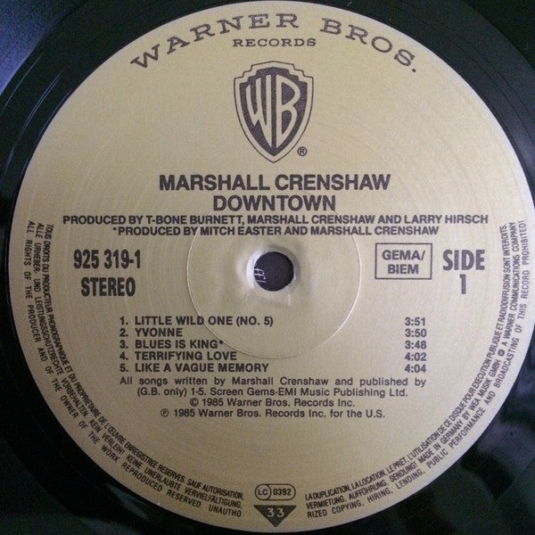 Marshall Crenshaw ~ Downtown (Vinyl) - Djungel & Jazz
