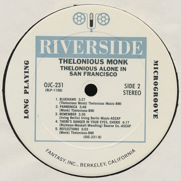 Thelonious Monk : Thelonious Alone In San Francisco (LP, Album, RE)