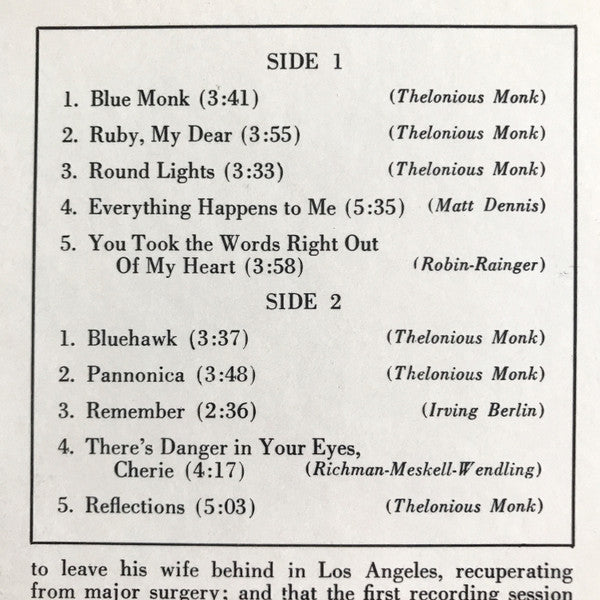 Thelonious Monk : Thelonious Alone In San Francisco (LP, Album, RE)