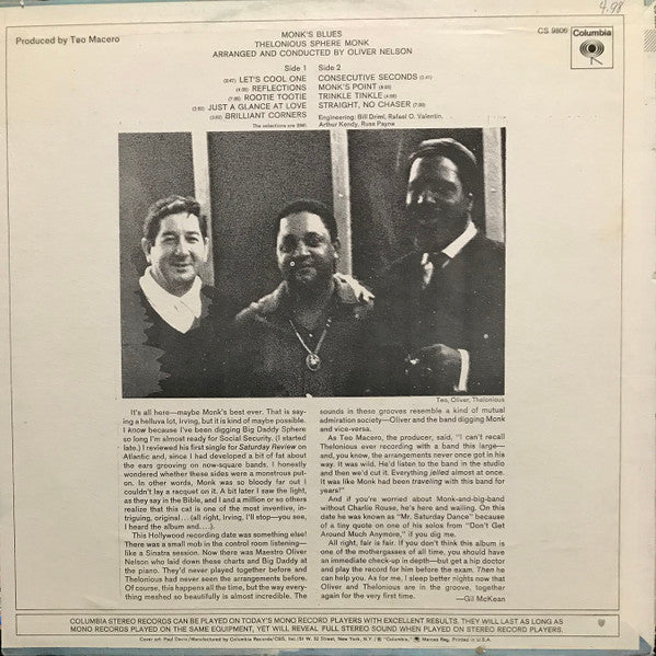 Thelonious Monk ~ Monk's Blues (Vinyl) - Djungel & Jazz