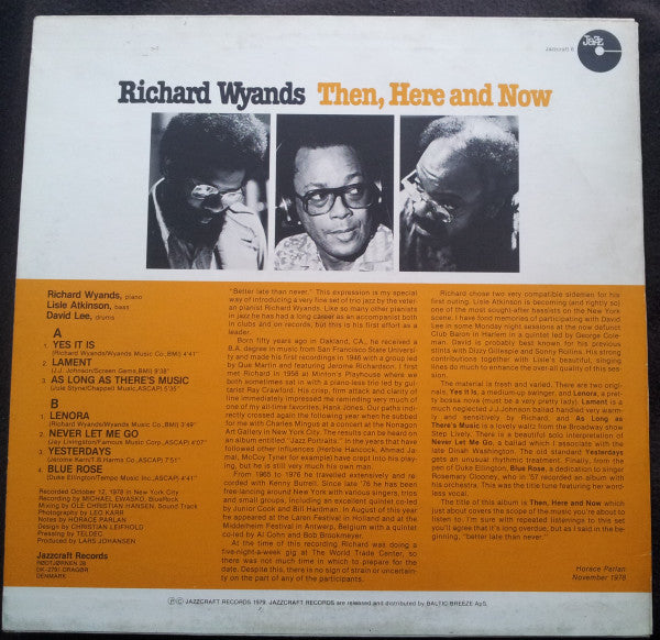 Richard Wyands, Lisle Atkinson, David Lee  ~ Then, Here And Now (Vinyl) - Djungel & Jazz