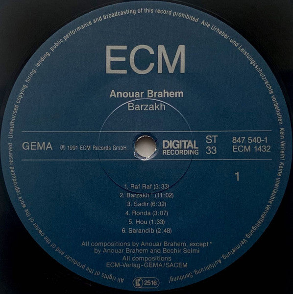 Anouar Brahem ~ Barzakh (Vinyl) - Djungel & Jazz