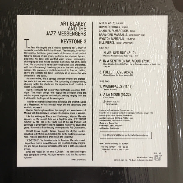 Art Blakey & The Jazz Messengers : Keystone 3 (LP, Album)