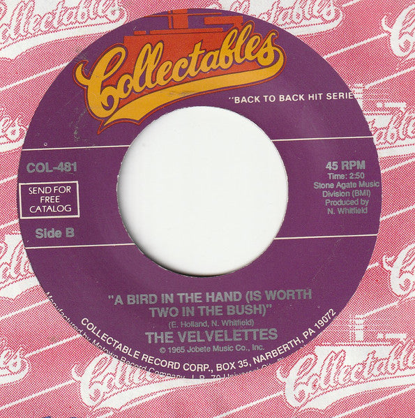 Velvelettes ~ Lonely, Lonely Girl / Bird In The Hand (Is Worth Two In The Bush) (Vinyl) - Djungel & Jazz
