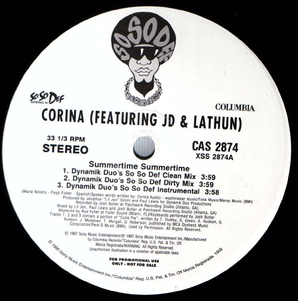 Corina Featuring JD & Lathun & Big Ace ~ Summertime Summertime (Vinyl) - Djungel & Jazz