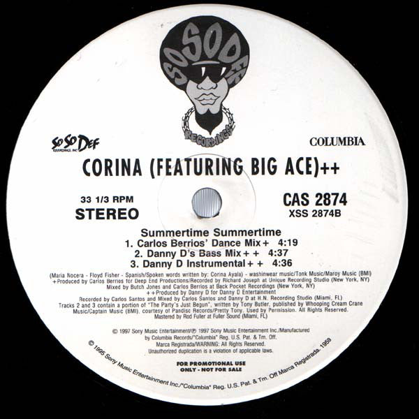 Corina Featuring JD & Lathun & Big Ace ~ Summertime Summertime (Vinyl) - Djungel & Jazz