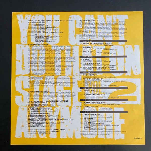 Frank Zappa : You Can't Do That On Stage Anymore Vol. 2 (The Helsinki Concert) (3xLP, Album + Box)