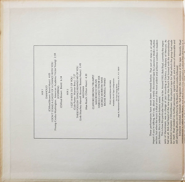 Max Roach, Clifford Brown* : Daahoud (LP, Album, Mono, Gat)