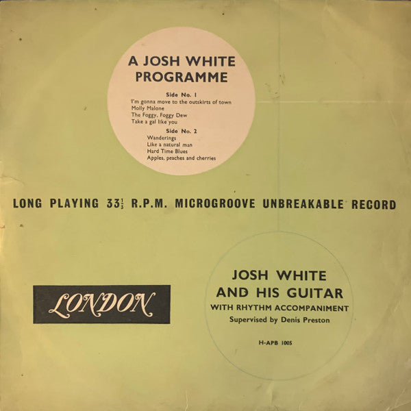 Josh White And His Guitar ~ A Josh White Program (Vinyl) - Djungel & Jazz