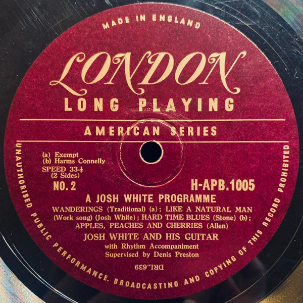 Josh White And His Guitar ~ A Josh White Program (Vinyl) - Djungel & Jazz