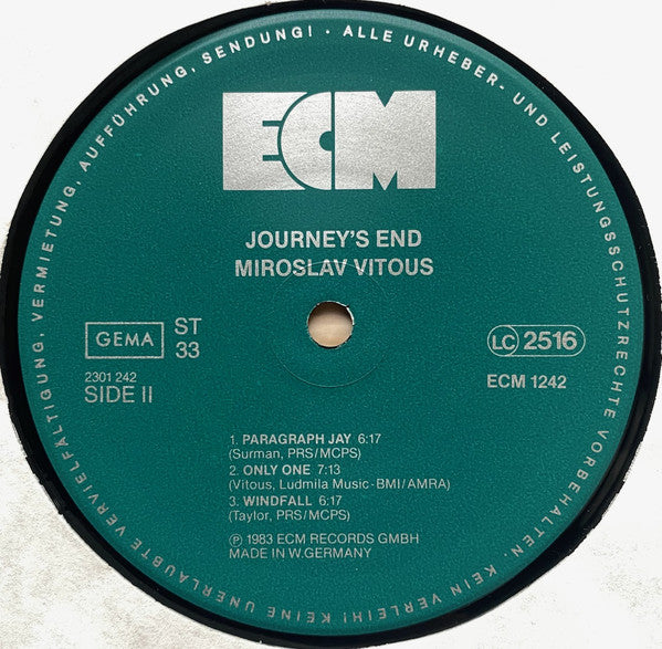 Miroslav Vitous ~ Journey's End (Vinyl) - Djungel & Jazz