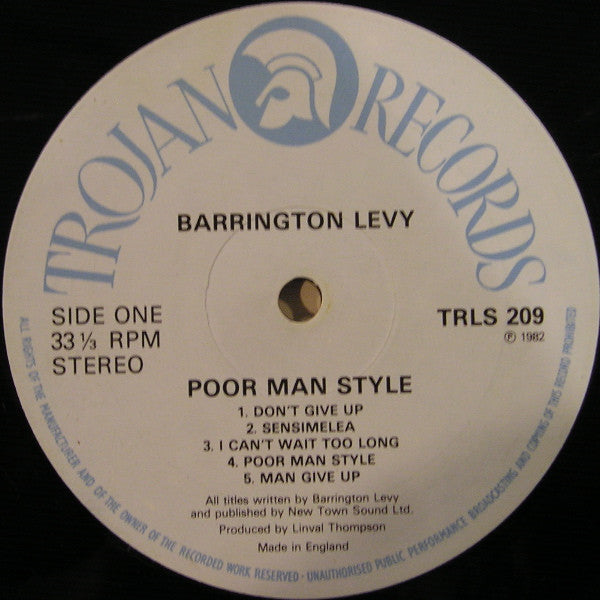 Barrington Levy : Poor Man Style (LP, Album)