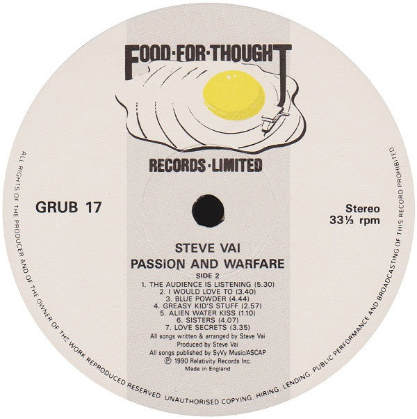 Steve Vai ~ Passion And Warfare (Vinyl) - Djungel & Jazz