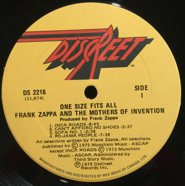 Frank Zappa And The Mothers Of Invention* : One Size Fits All (LP, Album, Don)