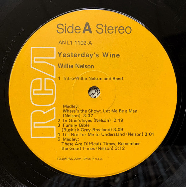 Willie Nelson ~ Yesterday's Wine (Vinyl) - Djungel & Jazz