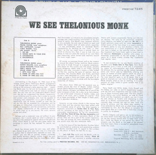 Thelonious Monk : We See (LP, Comp, Mono, RE)