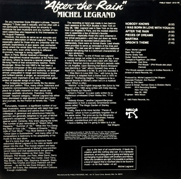 Michel Legrand ~ After The Rain (Vinyl) - Djungel & Jazz