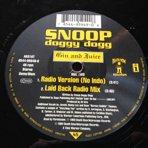 Snoop Dogg ~ Gin & Juice (Vinyl) - Djungel & Jazz